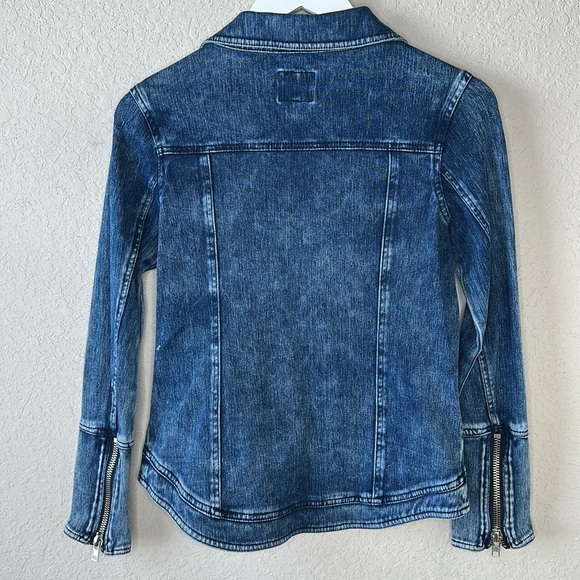 Liverpool Jean Company Acid Wash Zip Front Moto Stretch Jean Jacket Size XS - Picture 7 of 13
